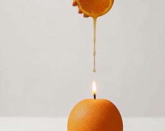 Orange Shaped Fruit Candle Summer Table Kitchen Decor