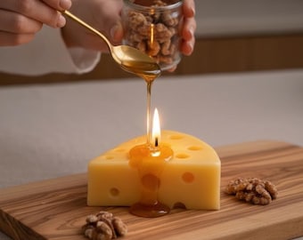 Swiss Emmental Cheese Wedge Candle | Realistic Soy Wax Foodie Decor