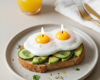 Fried Egg Candle | Single & Double Yolk Candle | Funny Food Candle | Breakfast Decor | Realistic Egg Candle | Unique Gift | Kitchen Decor