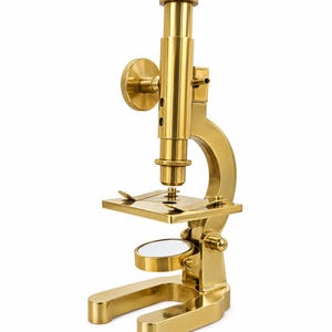 Vintage massivt mässingsmikroskop – antikt vetenskapligt instrument, steampunk-dekor (10x förstoring)