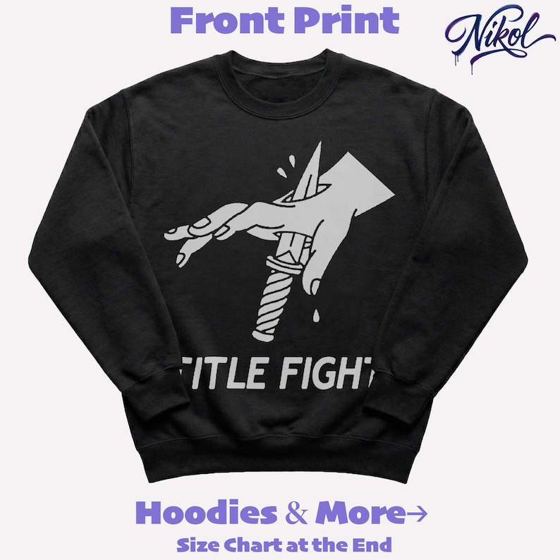 Front-facing white unisex sweatshirt mockup with realistic folds and title fight printed on the chest area.