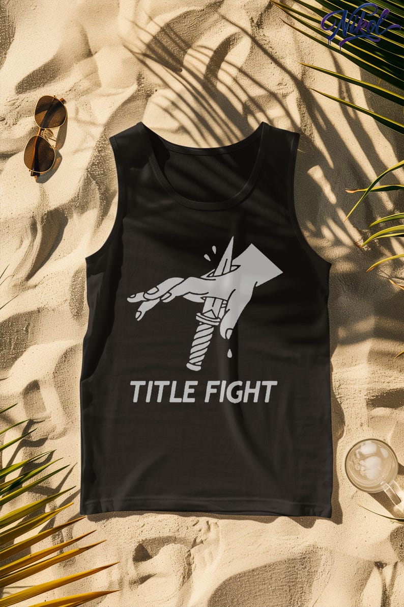 Front print lifestyle image of a white t-shirt, showcasing title fight with natural fabric drape.