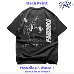 White short-sleeve t-shirt mockup, rear view showing Panchiko deathmetal album centered on the back area.