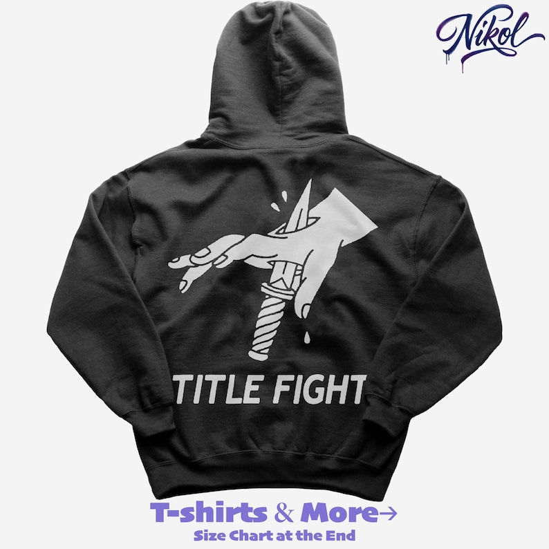 White hoodie mockup, back view on black background with title fight printed on the back.