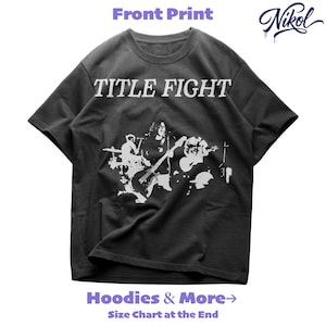 White tee front print display mockup for POD listings, showing Title Fight clearly on the torso.