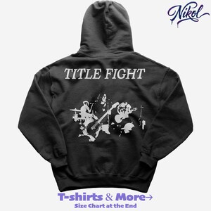 White hoodie mockup with detailed stitching and folds, back print preview featuring Title Fight.