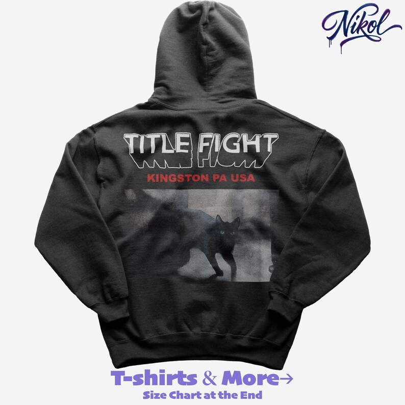 White hoodie mockup with detailed stitching and folds, back print preview featuring Title Fight.