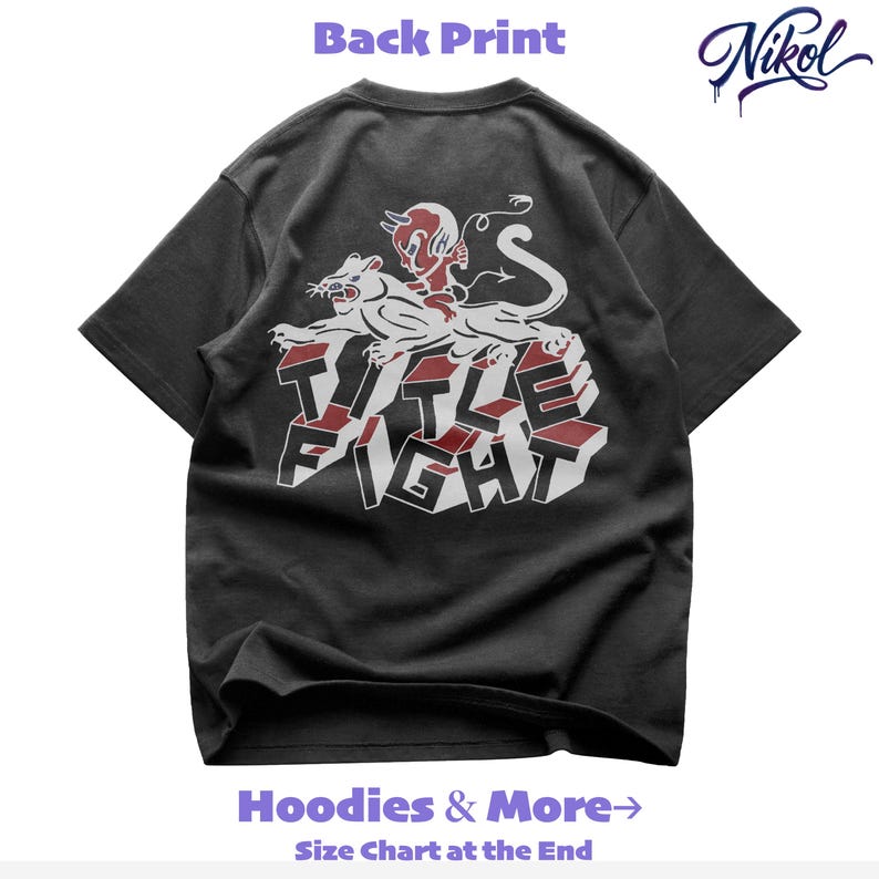 Realistic white t-shirt back mockup with soft shadows and fabric texture, displaying title fight.