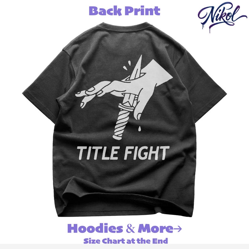 White unisex tee mockup, back print display with title fight centered across the back panel.