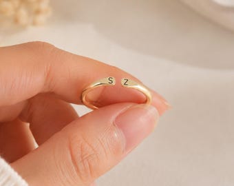 Bague initiale empilable personnalisée – Bijoux personnalisés en or, argent et or rose | Cadeau parfait pour elle