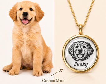 Custom Pet Memorial Necklace – Photo Engraved Glass Locket with Fur Keepsake, Stainless Steel Dog & Cat Memorial Jewelry Gift for Pet Lovers