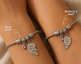 Ensemble de bracelets Best Friends, bracelets BFF assortis, bracelet d'amitié coeur divisé, cadeau Friends Forever, cadeau d'anniversaire Bestie pour 2