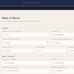 Baby Erstausstattung Checkliste zum Ausfüllen · PC, Tablet & Handy · Daten bleiben lokal · Sofort als PDF speichern