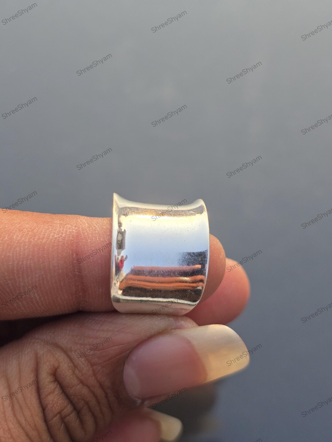 Sterling Silver Concave Band Ring, Modern Minimalist Curved Silhouette ...