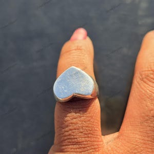 Sterling Silver Heart Signet Ring – Engraved "I Love You" Statement Band