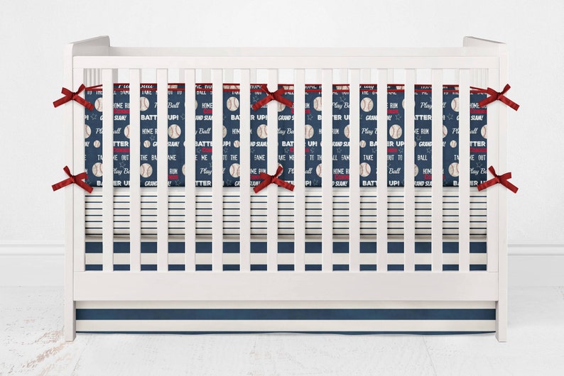 Baseball Crib Bedding Customizable Vintage Baseball Baby Etsy