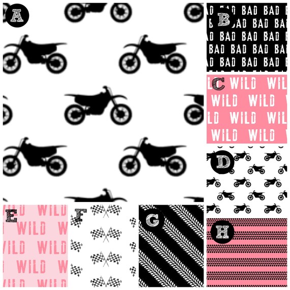 Crib Bedding Motocross Dirt Bike Racing Baby Girl Blue Pink Etsy