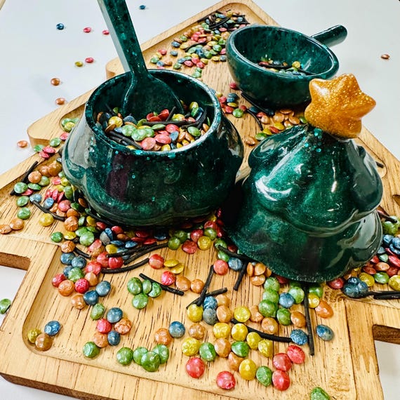 Christmas Tree Sensory Bin Play Dish Set | Montessori Inspired Potion Play | Holiday Small World Play