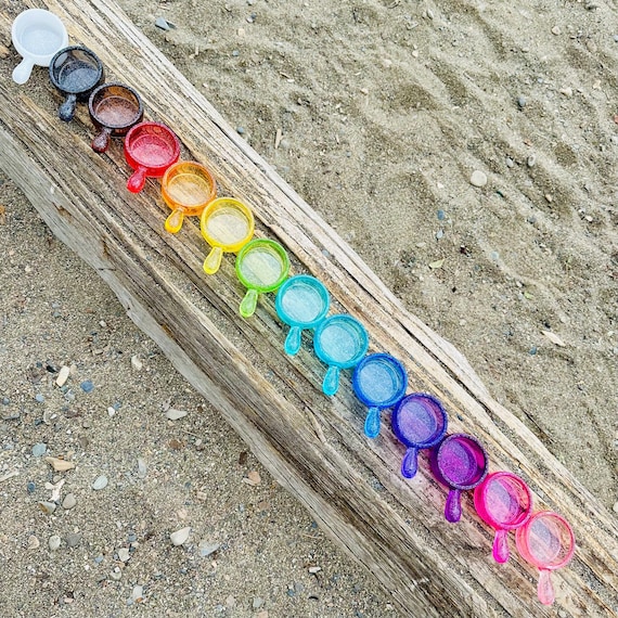 Rainbow Resin Sensory Bin Scoop: Glittery Nature Play Tool