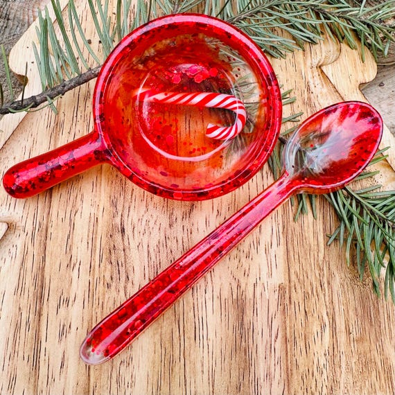 Christmas Candy Cane Sensory Scoop & Spoon | Holiday Sensory Bin Tool | Waldorf Play Accessories | Montessori Play Tools