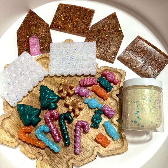 Build Your Own Gingerbread House Kit | Resin Christmas Cottage | Small World Play | Playdough Kit