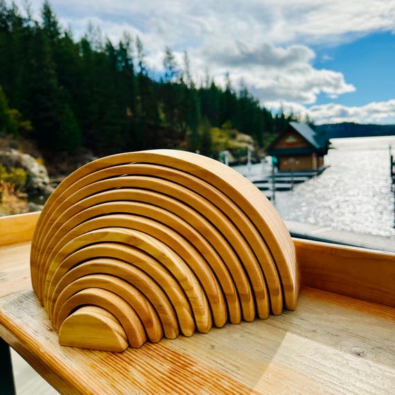 XL Wooden Rainbow Stacking Toy, Waldorf Montessori