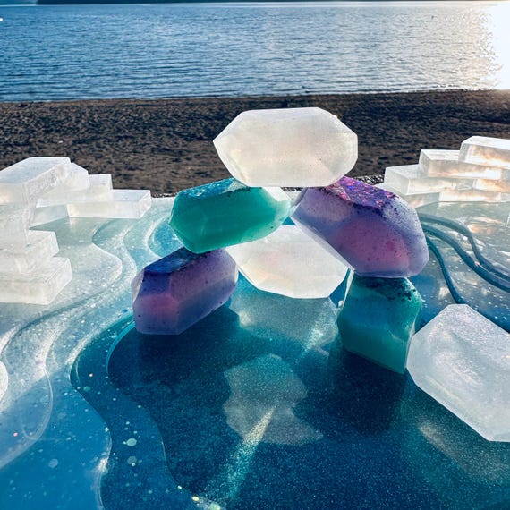 Icy Gem Blocks | Resin Arctic Gems for Sensory Play | Winter Small World Toy Set | Montessori Fine Motor | Frozen Pretend Play