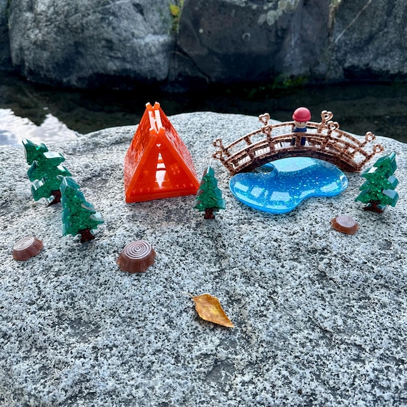 Camping Small World Play Toy Set | Resin Imaginative Play