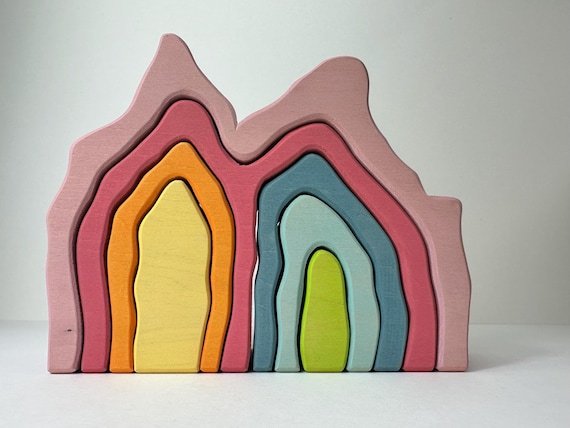 Coral Reef Stacker, Wooden Puzzle, Waldorf Toy, Montessori Puzzle, Toddler Gift, Cave Stackers