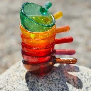Handmade Resin Sensory Bin Scoop: Fall Colors, Glittery Rainbow