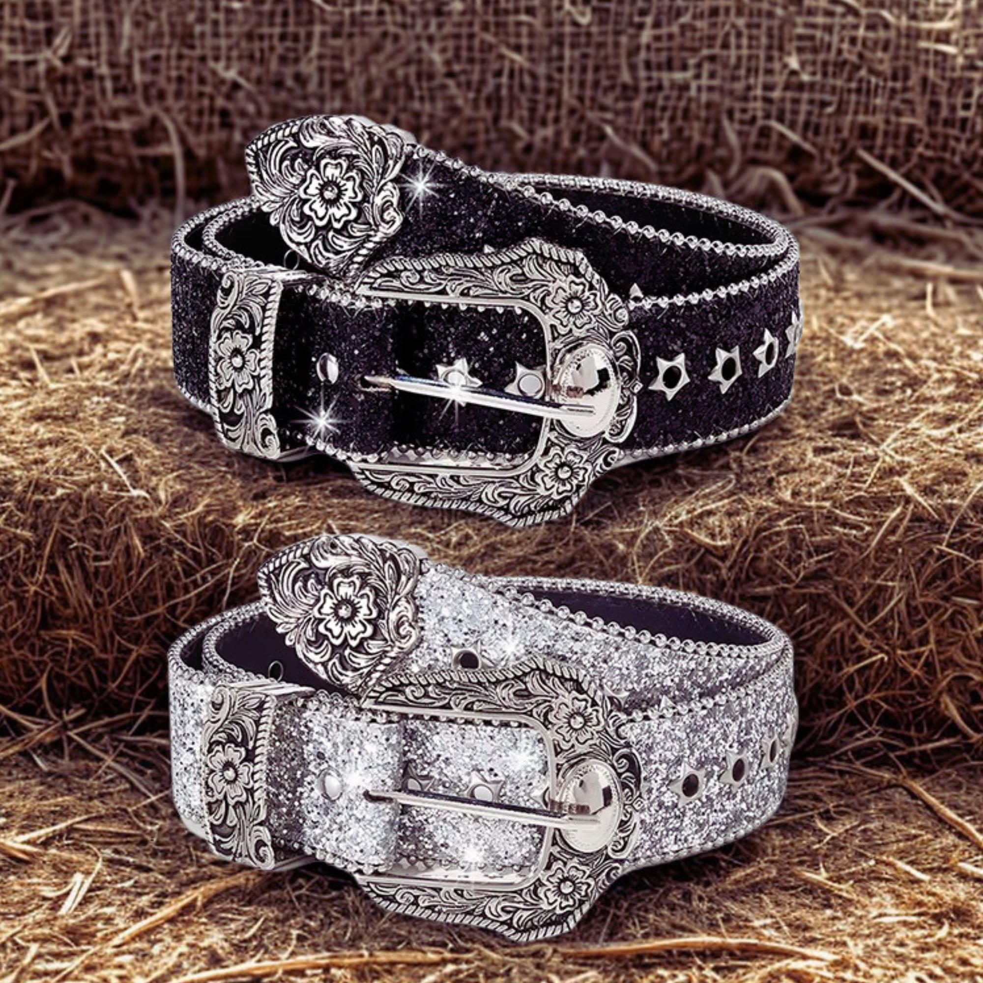 Belt Vintage Y2K Silver Disc Chain Rhinestone Studded Faux Leather Statement DC Y2K Rhinestone Bling Studded Belt | | Mercari main image 3