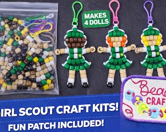 Kit de 4**Haz un llavero personalizado de muñecas de cuentas de Girl Scout con parche