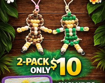 Bridge-cadeauset** Girl Scout Bead-poppensleutelhanger met patch (2 stuks)