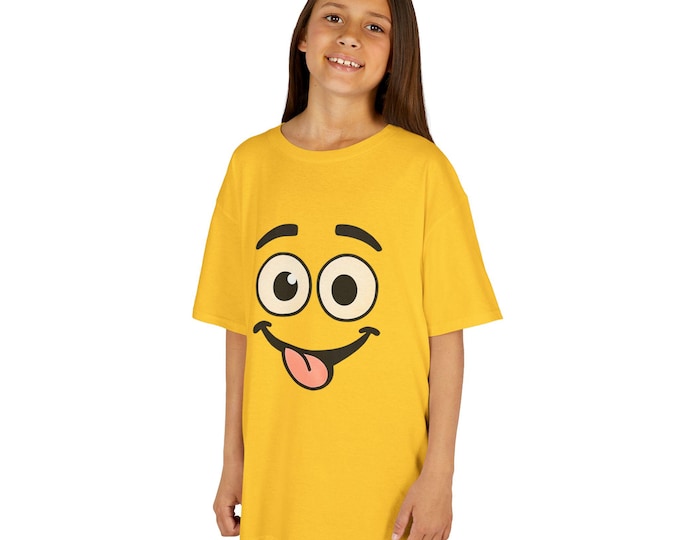 Silly Face Tongue Out Kids Tee | Cute Emoji Cartoon Shirt