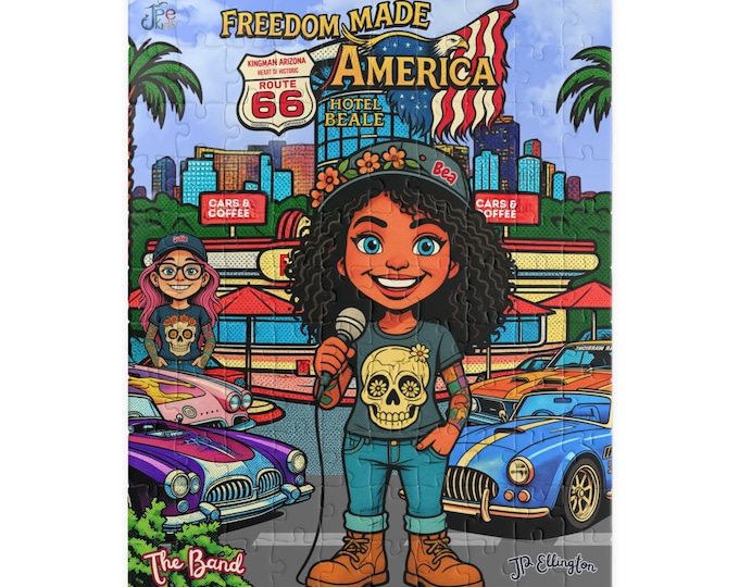 Freedom Made America puzzle - cars and coffee puzzle