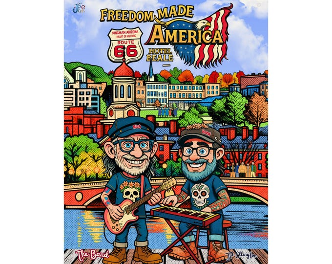 Freedom Made America Poster | Route 66, Connecticut Riverside Musicians (Digital Print)