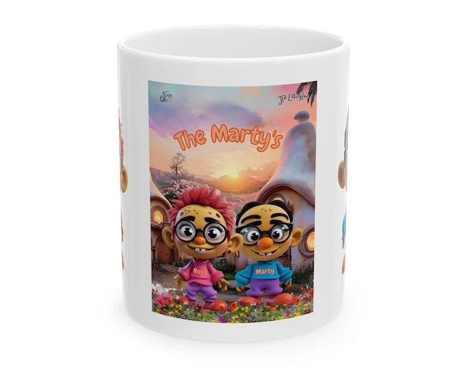 The Martys cartoon characters Mug | personalized family name ceramic mug