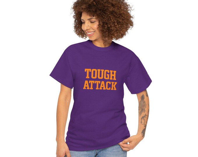 Tough Attack Tee | Sports Slogan, Retro College Lettering, Titan Athletic, JP Ellington