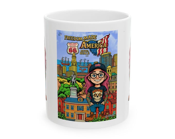Freedom made America mug | USA Coffee Cup - Bosten coffee mug