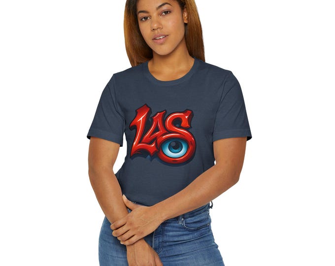 LAS Eyeball Graffiti T-Shirt | Street Art Logo, Red & Blue Graphic, JPE Ellington Edition
