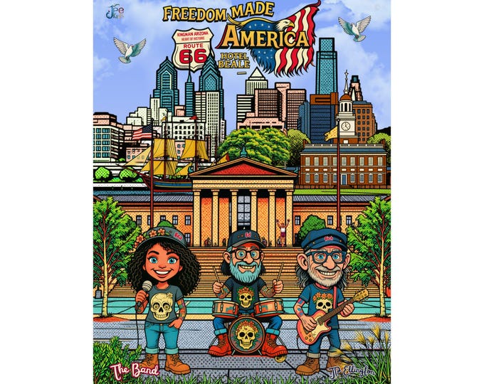 Freedom Made America Poster | Matte Vertical Philadelphia Illustration