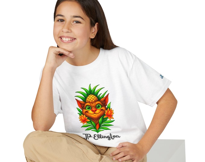 Pineapple Creature Illustration T-Shirt | Colorful Tropical Kids Tee, JPE Kids Edition