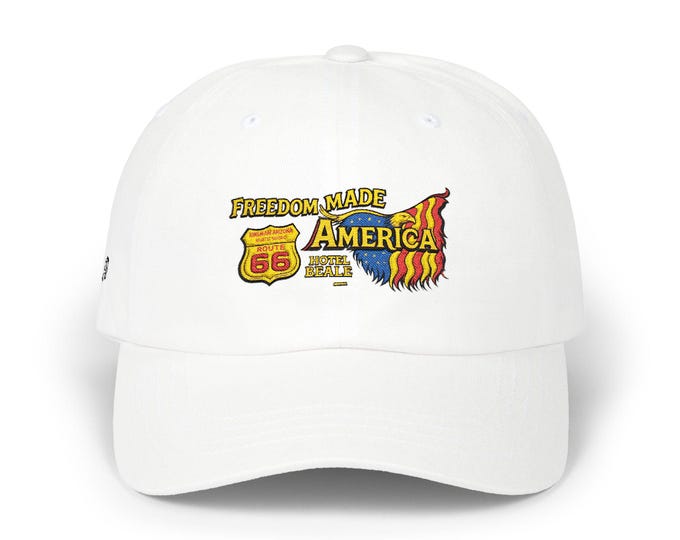 Freedom Made America Route 66 Map Dad Cap | Patriotic USA Flag Embroidered