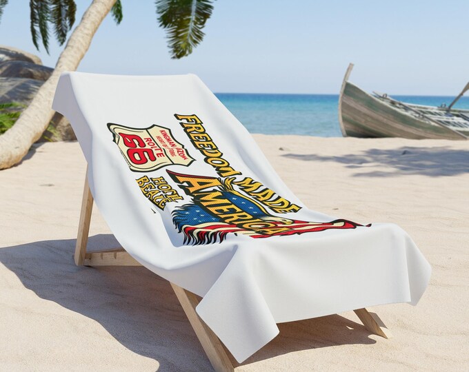 Freedom Made America Beach Towel | Route 66 Americana