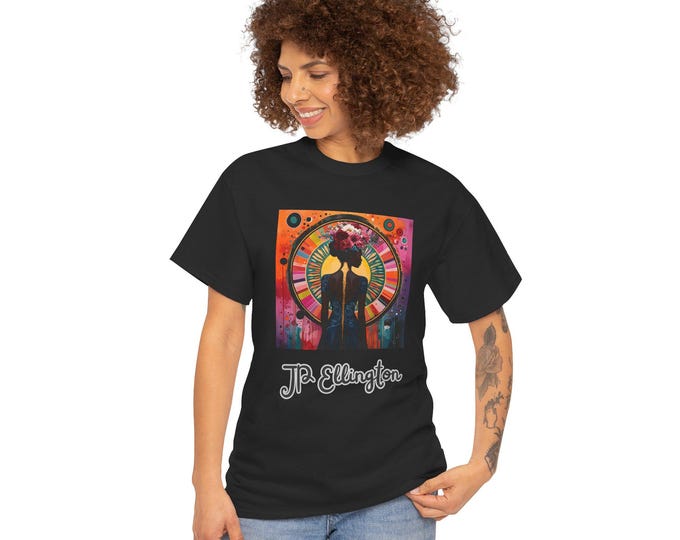 Jazz Portrait Clock design T-Shirt | J.P. Ellington script