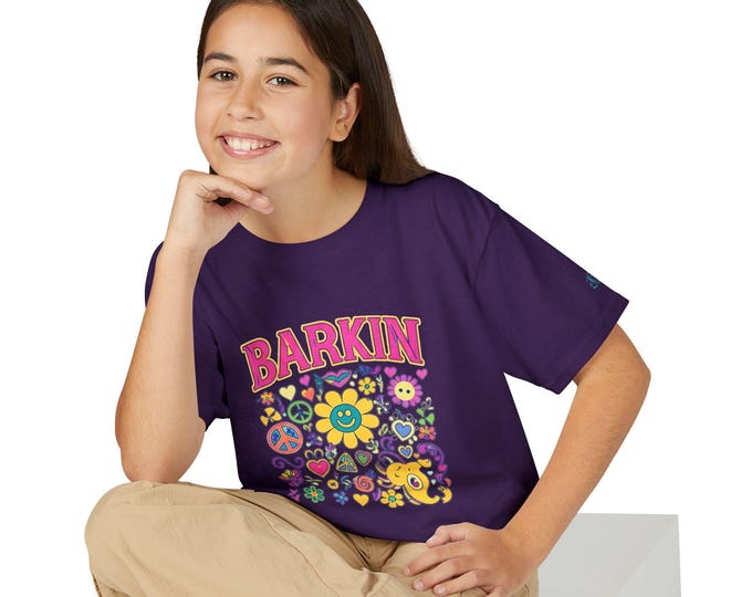 Barkin flower smiley collage T-Shirt | Kids graphic tee, JPE Kids Edition