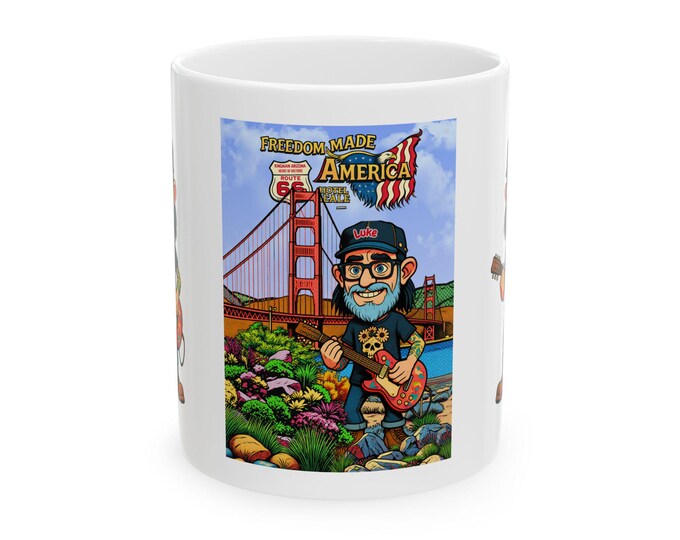 Freedom Made America Mug | Golden Gate, Route 66, California, San Francisco mug