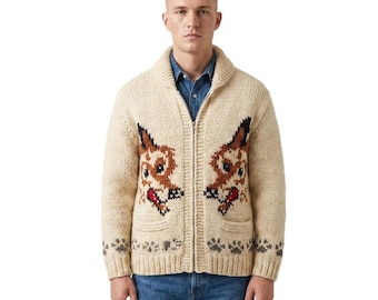 Chaqueta tipo cárdigan de lobo, hecha a mano, inspirada en el granizo, Mary Ryan, Dr. Ryland Grace Fox