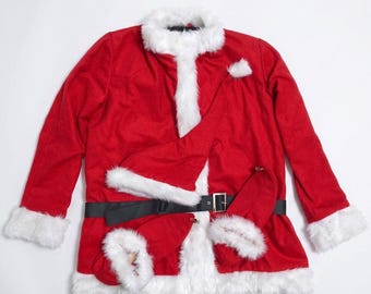 Disfraz navideño personalizado del Grinch hecho a mano para Jim: abrigo rojo con sombrero y zapatos.