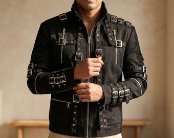 Chaqueta roja Bad MJ Tour World hecha a mano inspirada en Michael Jackson para hombre y mujer.